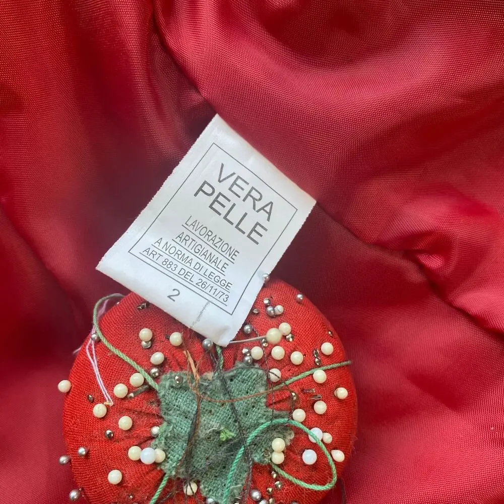 Vera Pelle Masterpelle Handcrafted Italian Cherry Red Suede Italy Leather Jacket - Picture 11 of 13